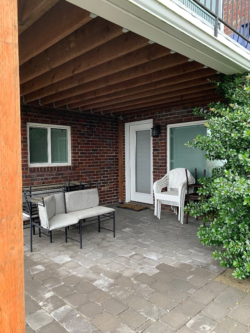 Front door entry with covered patio.