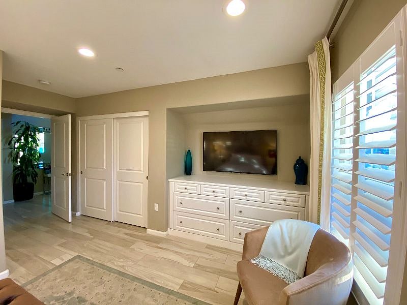 As you can see this beautiful space has a lot of storage in a drawers, closet and also under the bad.  There are 4 spacious drawers under the bad and you can fit your big items if you need.