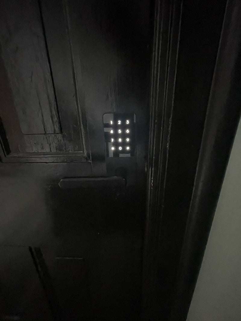Passcode entry to private suite.