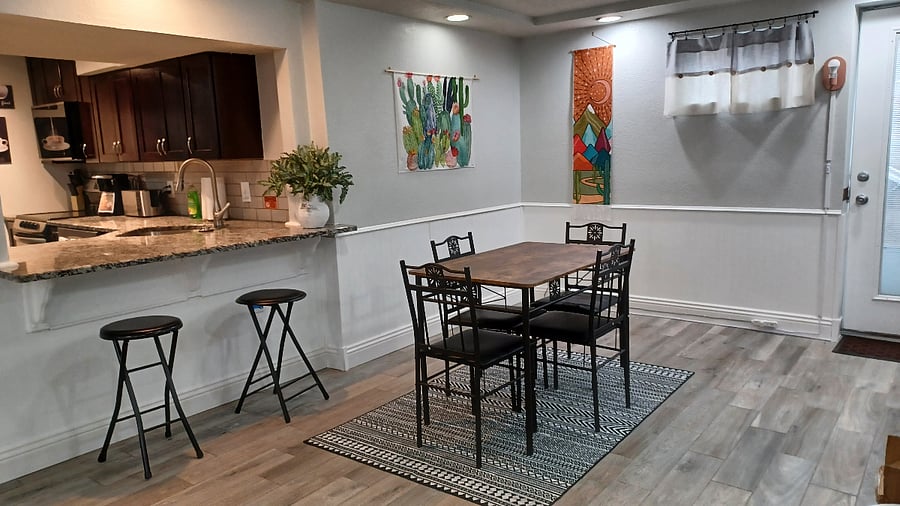 Dining room with kitchenLiving room