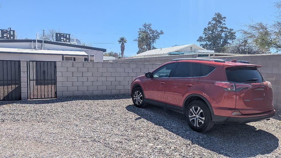 Parking behind private backyard