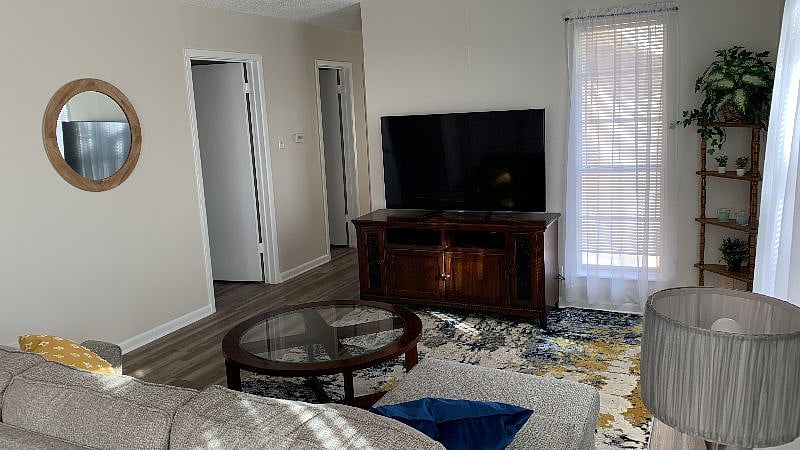 55" TV  set up with chromecast so you can enjoy viewing on the big screen whatever you are able to view on your personal device. 