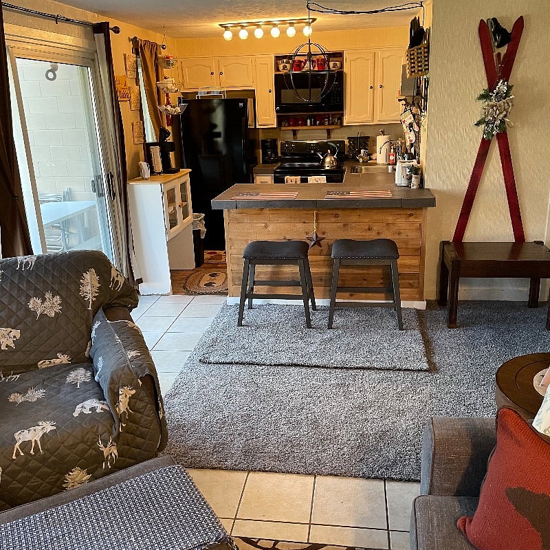 Full size refrigerated, freezer, dishwasher, stove, sink, microwave, Keurig, Coffee Maker, Tea, Dishes, Silverware, Pots, Pans, and other kitchen essentials.