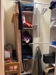 Closet with organizer.