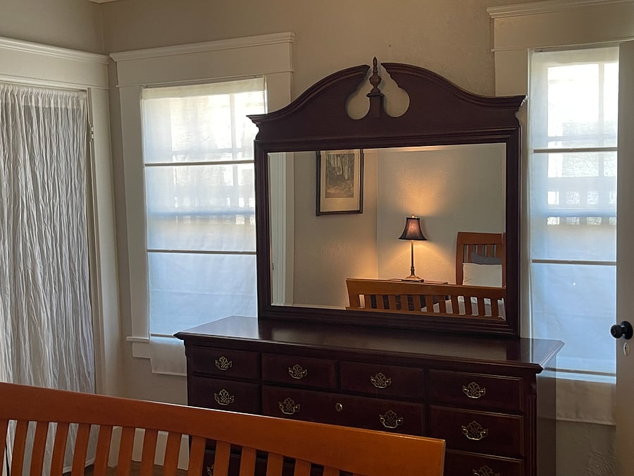 Main bedroom dresser and mirror.