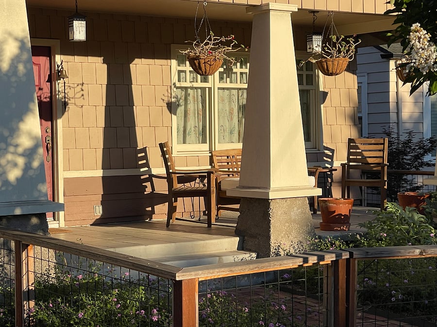 Front porch morning light. A great place to have that first cup of coffee and watch the sun rise!