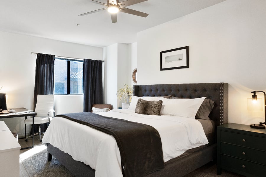 Master bedroom with separate office space