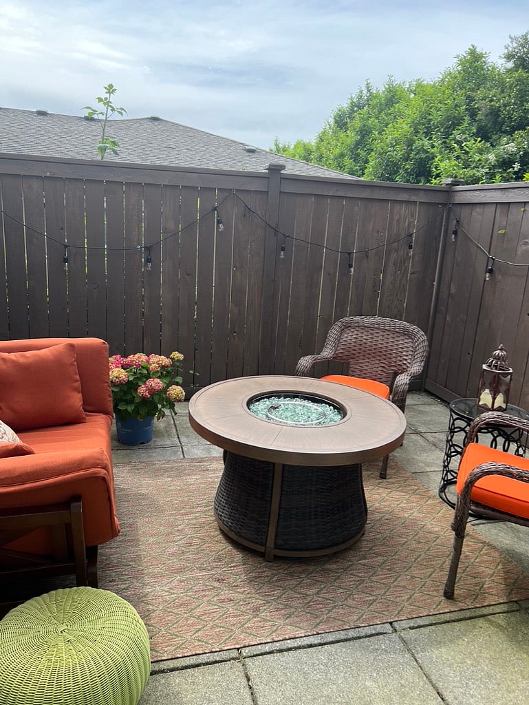 Outdoor Patio with Firepit Table