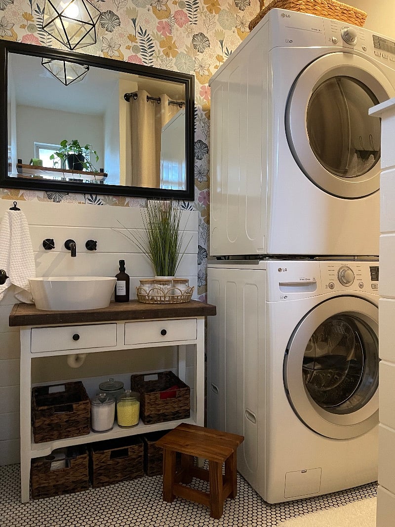Full washer and dryer in the bathroom
