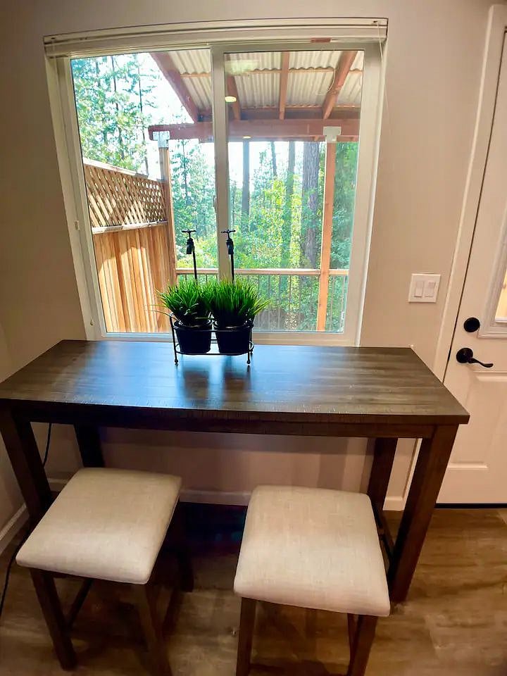 Kitchen dining area with power outlets.