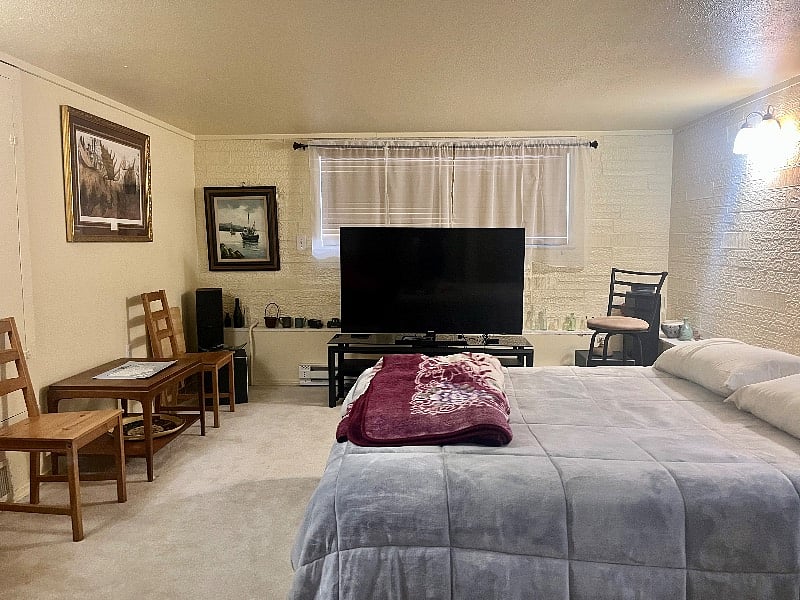 Private room with TV and double bed