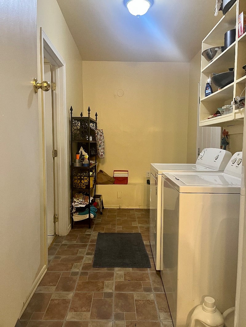 Washer and dryer outside of private room