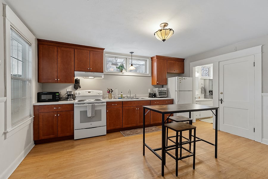 Spacious kitchen equipped with everythingfridge, oven, microwave, cookware, and utensils. Perfect for preparing meals, coffee, or enjoying home-cooked dishes during your stay.