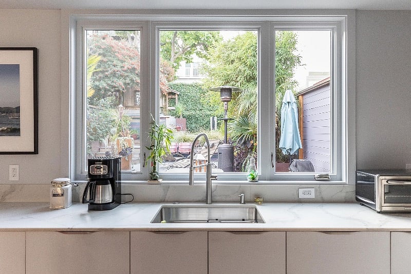 View to back yard over kitchen
sink