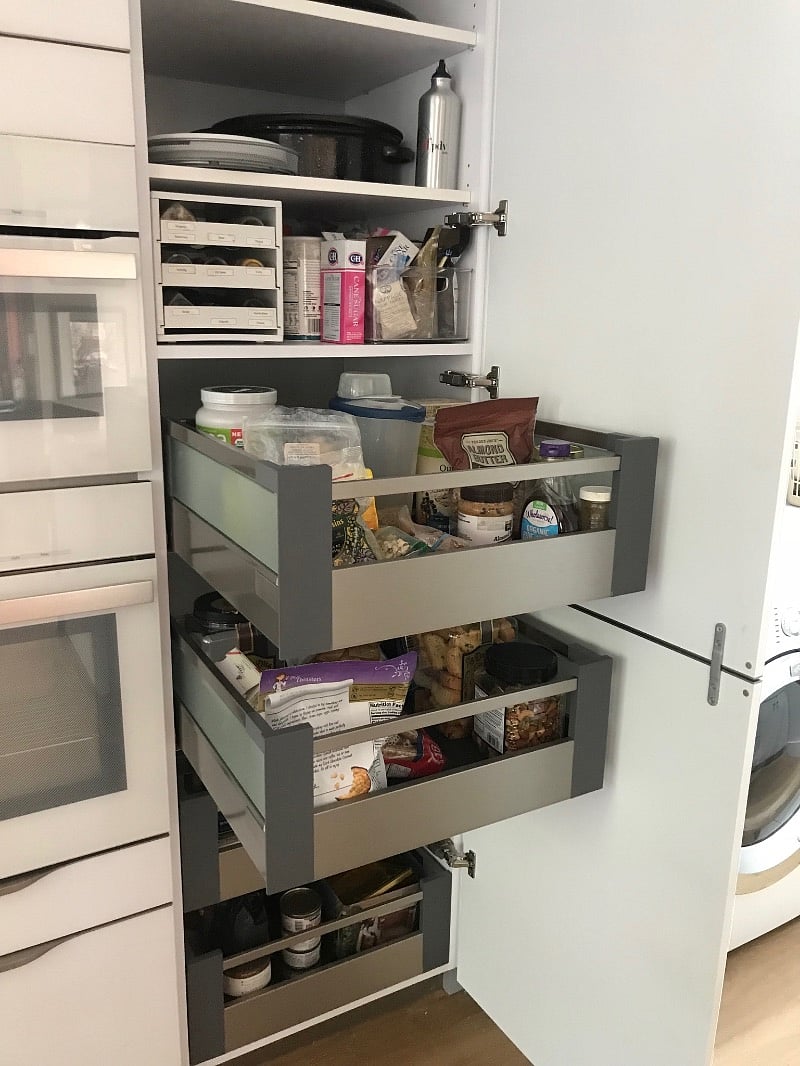 For you to enjoy - Many kitchen staples including spices, condiments, dry goods, etc. Also, 2 large empty drawers just for YOU!