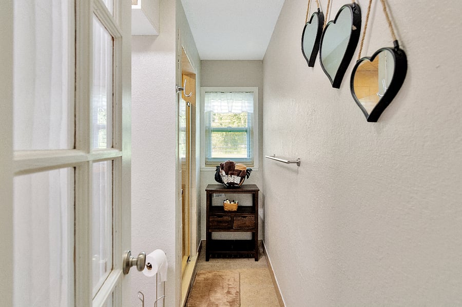 View into bathroom.