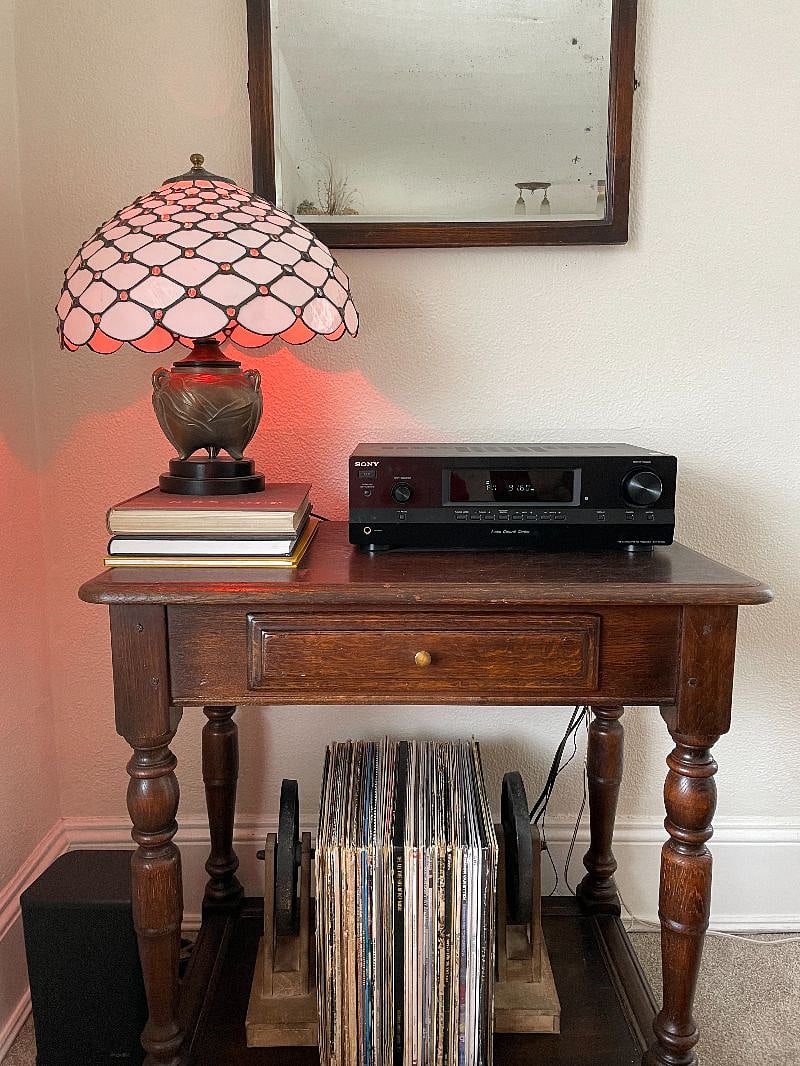 Record collection, and fun decor/mood lighting