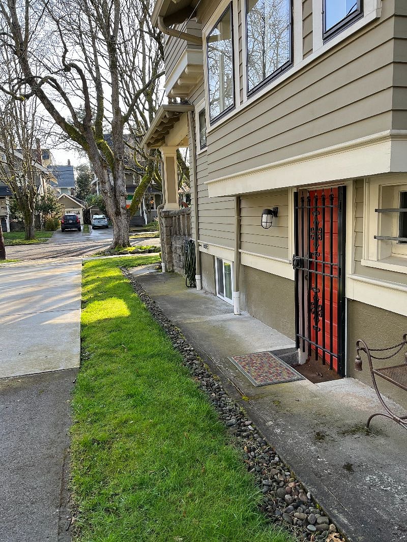 You have a private entrance to the basement studio.