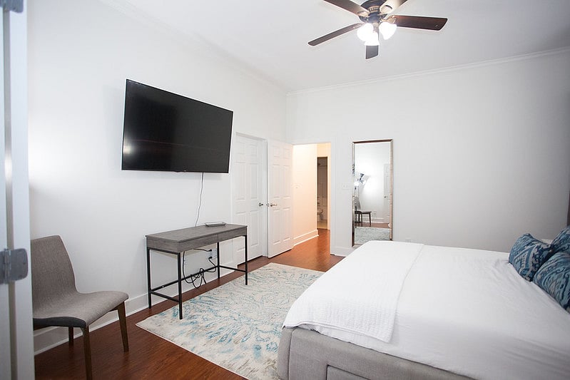 Large Screen TV in Master BR.  Large Walkin Closet with plenty of shelf space.