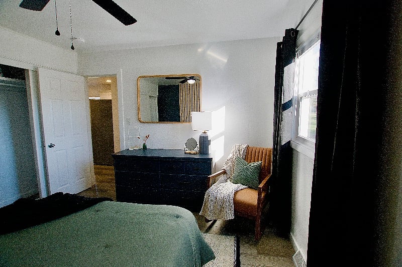 The rocking chair makes a cozy reading spot.