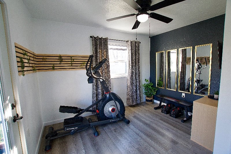 The fitness room contains an elliptical for cardio on cold mornings or late nights.