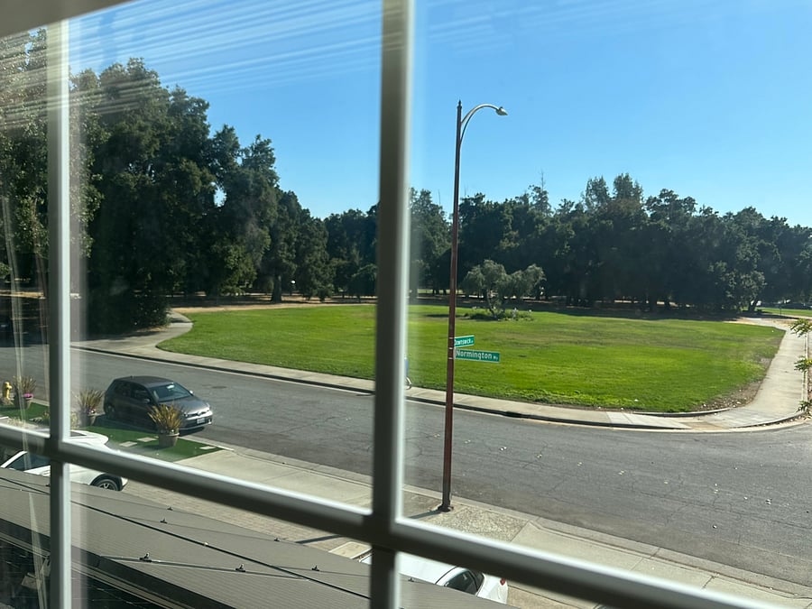 The view out of the bedroom window.