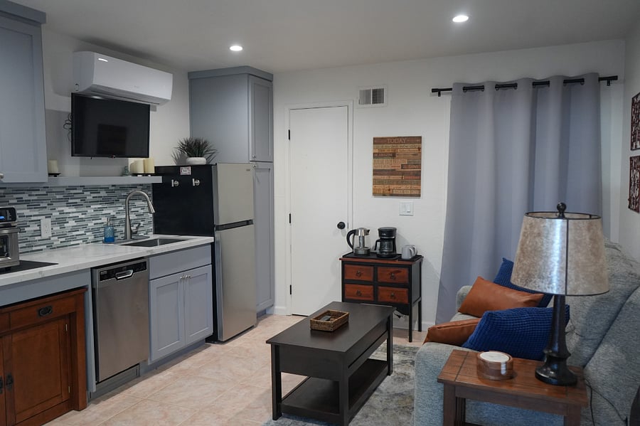 The living room/kitchenette has a smart TV with a great channel line up from Xfinity. 
