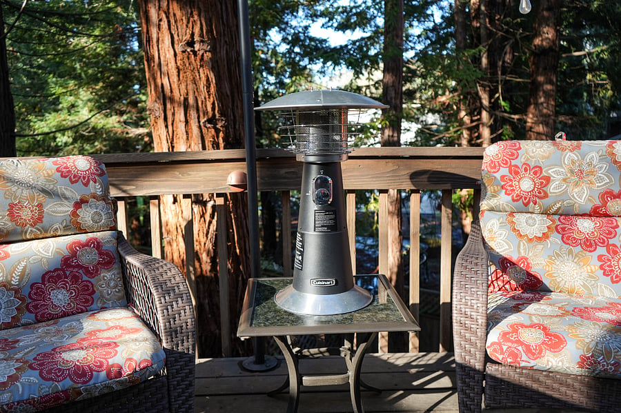 Deck seating and patio heater for those cooler days