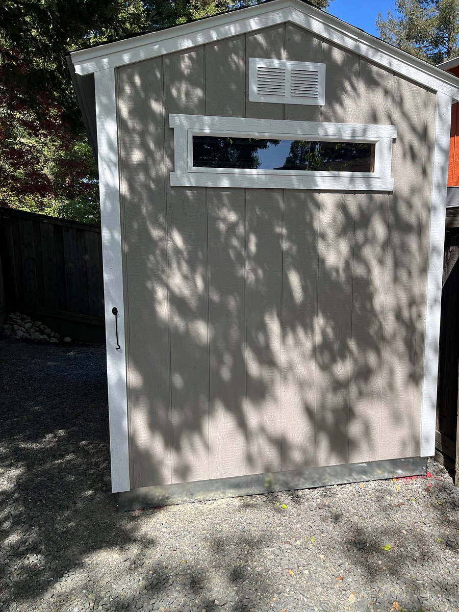 Secure locked storage shed. 