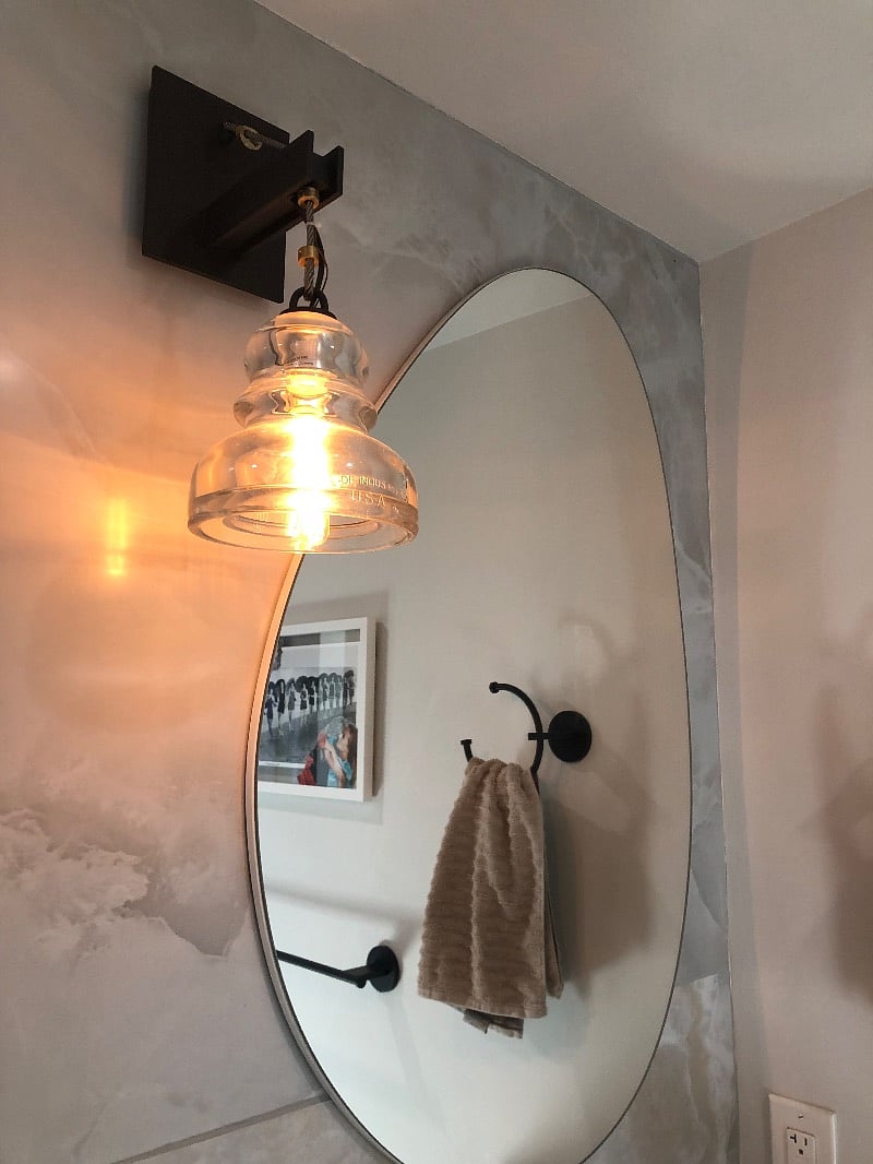 Bathroom steampunk lamp detail