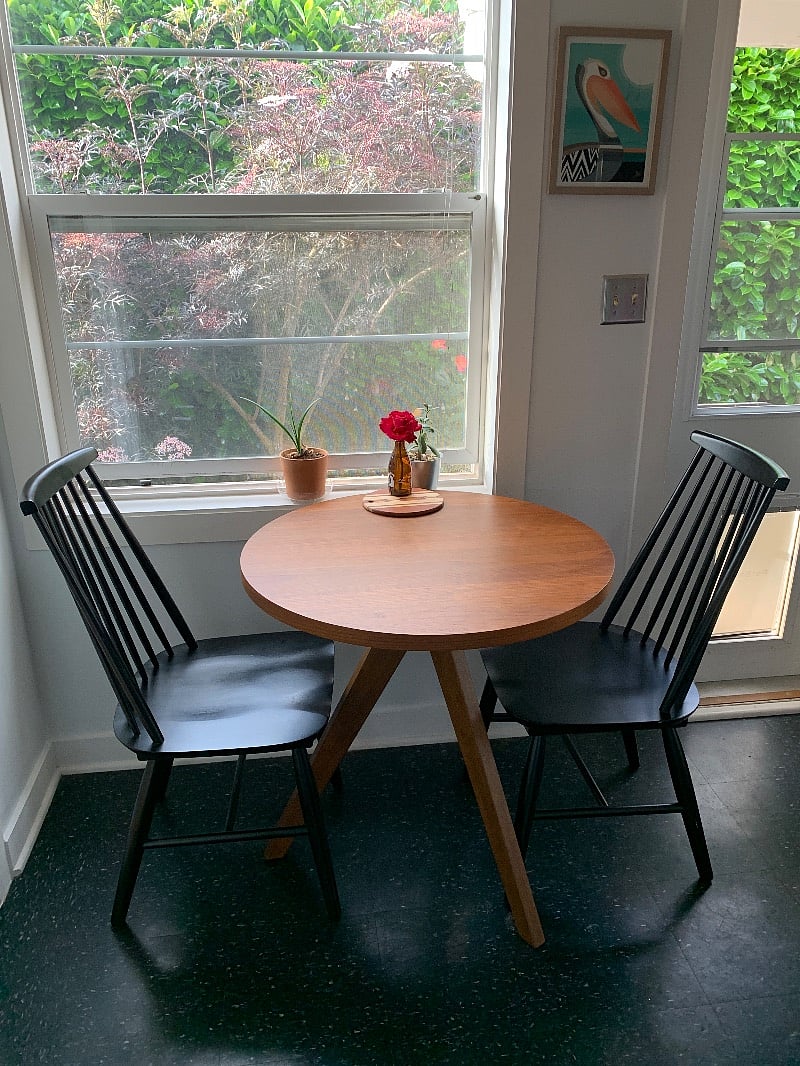 Cozy dining area for two.