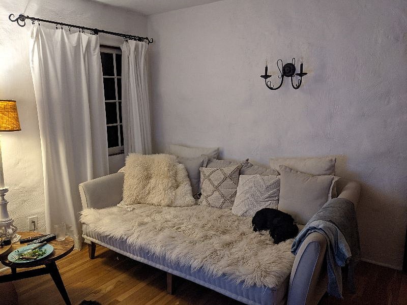 Second bedroom is also a tv-lounging room. Queen daybed, gas burning fireplace, large screen tv and closet. Favorite cozy spot.