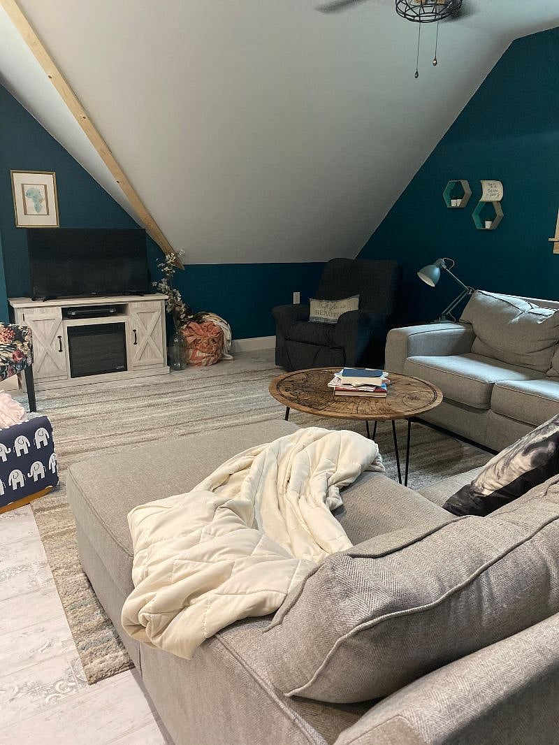 The upstairs living room is huge- please note furniture has changed but new photos coming soon!