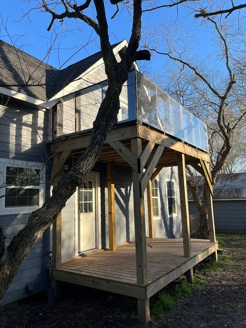 The balcony will be yours! The porch underneath belongs to the other duplex.