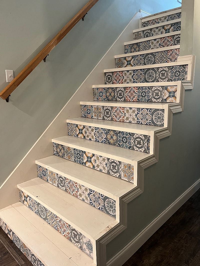 Beautiful, custom stairs. The only room upstairs is the huge family room.