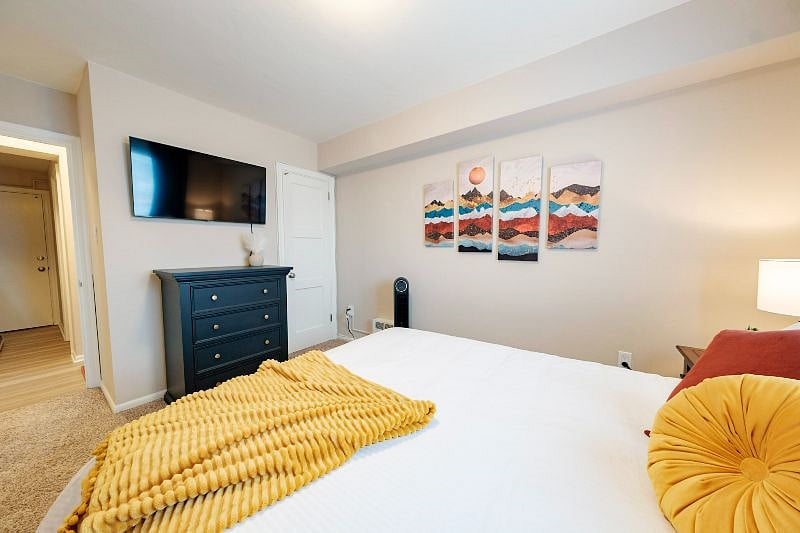 A 43" Samsung Smart TV for streaming all your favorite shows and a remote-controlled tower fan are also some of the amenities provided for your comfort in the bedroom.