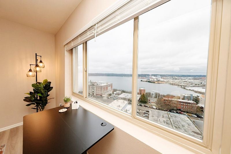 Your workstation and living room view.