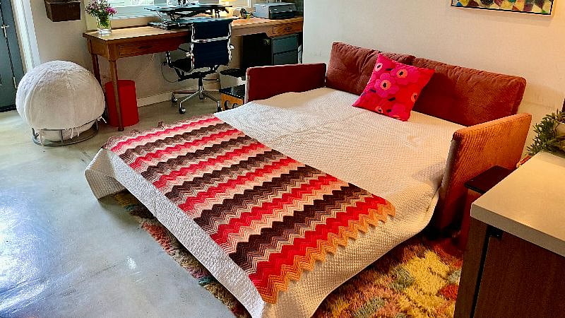 Bedroom with super comfortable queen sofa bed