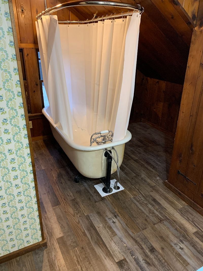 Cast iron claw foot tub which are perfect for a long soak after an even longer days work. Cast iron tend to hold in the heat longer.