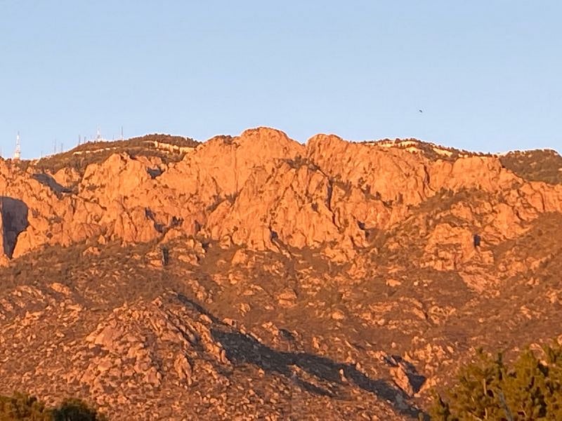 Uninterrupted views of Sandia Mountains from backyard