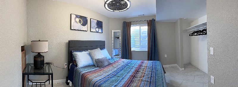 Bedroom #2 with large closet; blackout curtains