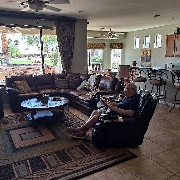 Leather reclining sofa and chair