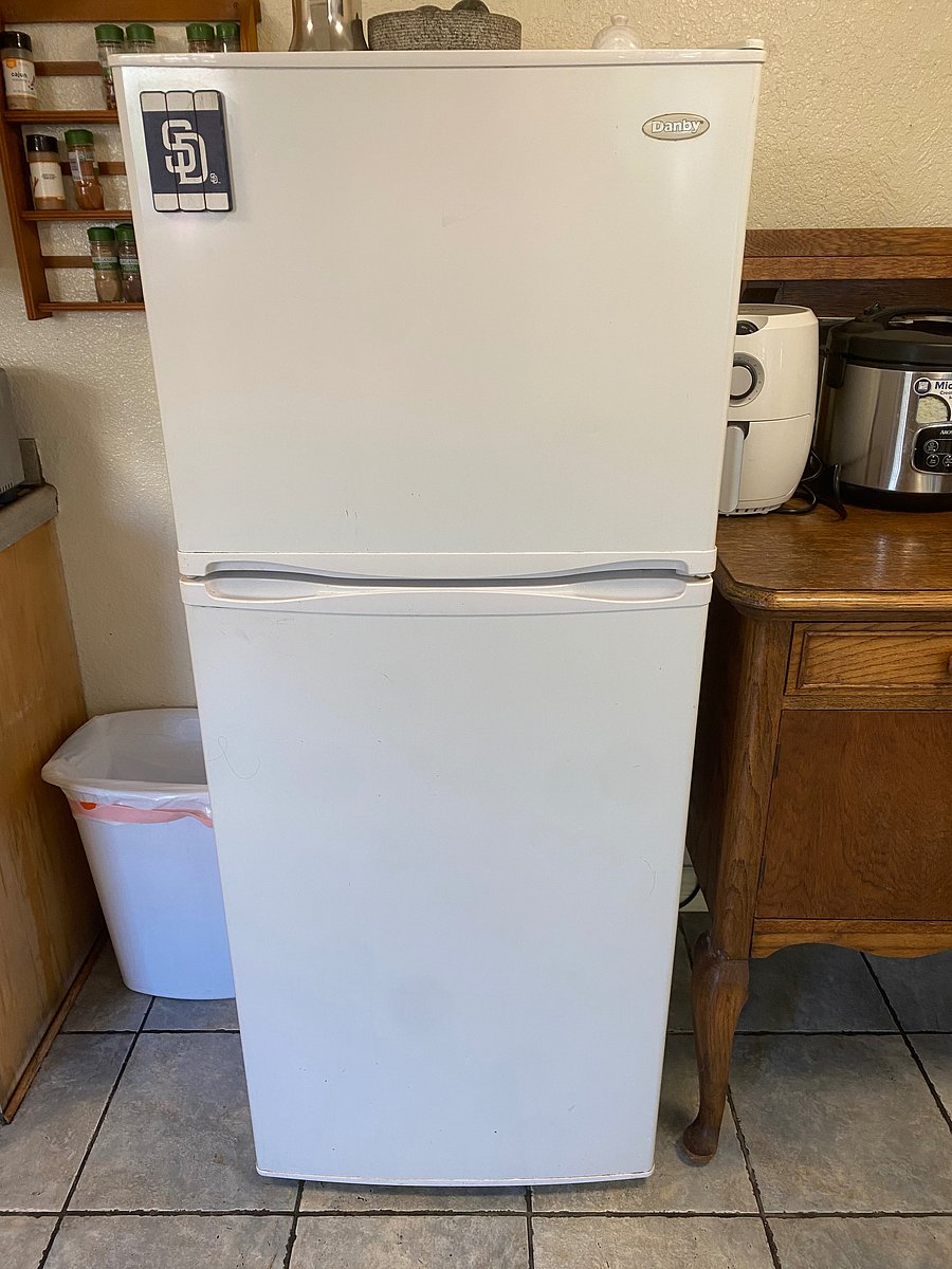 each unit has a refrigerator like this.