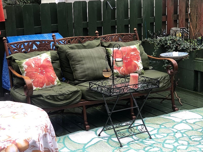 Deck outside seating. This picture was taken when it was raining