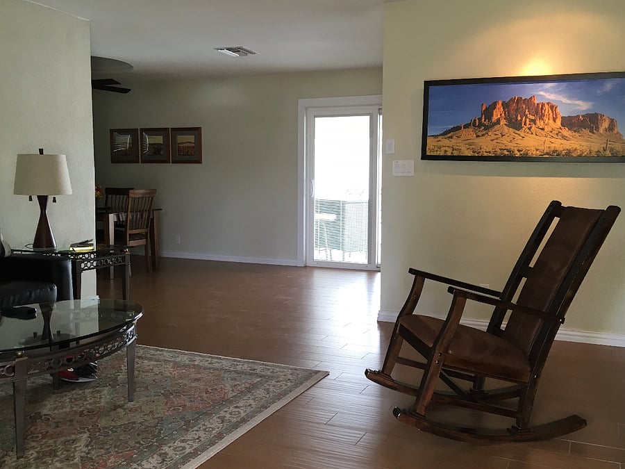 View from the living room to the dining room.