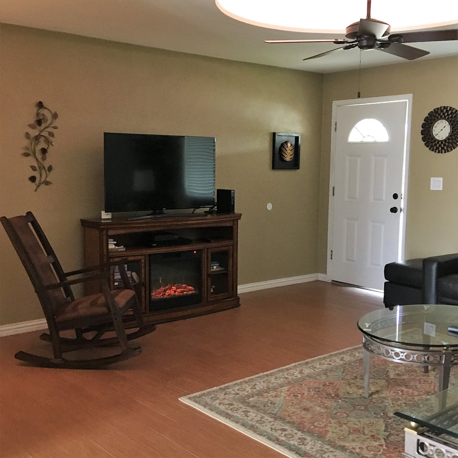 Electric fireplace in the living room.