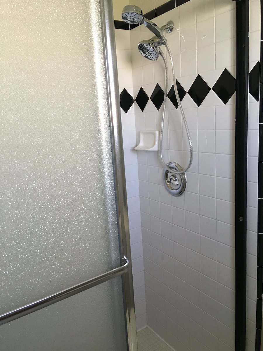 Small shower in master bedroom.