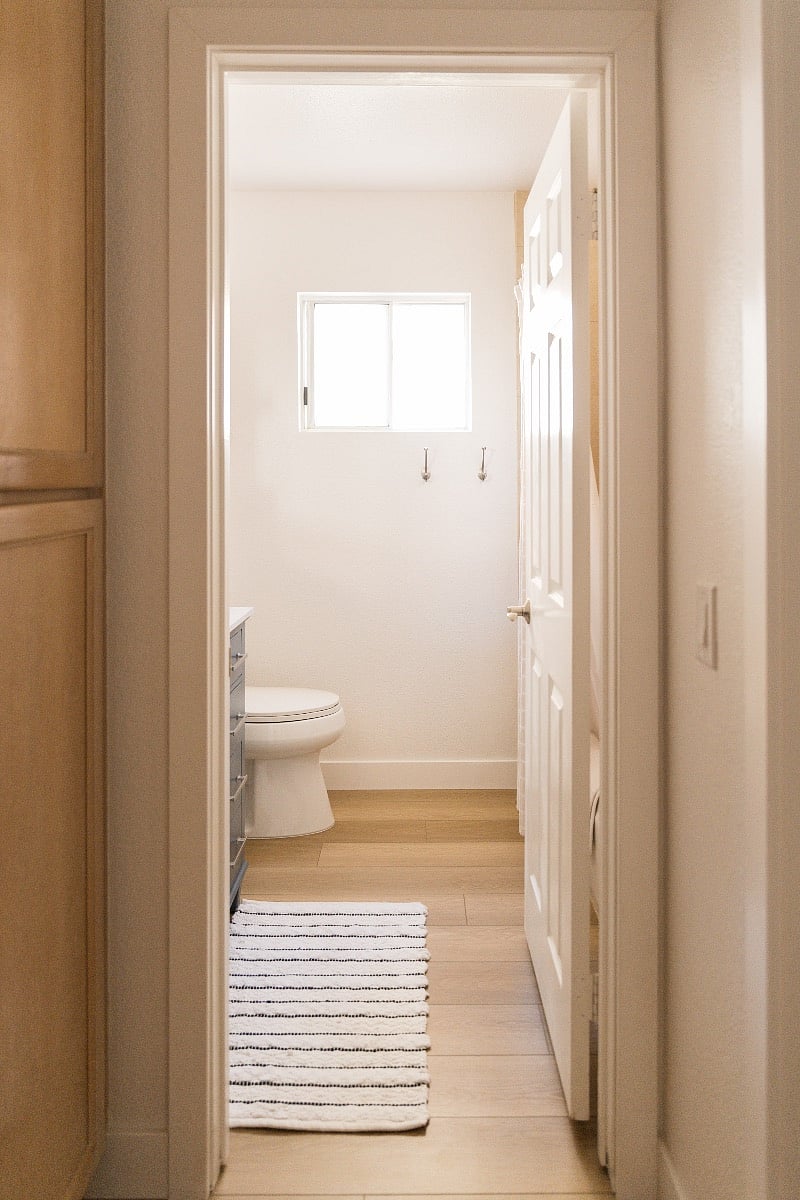 Hall bathroom is clean and bright