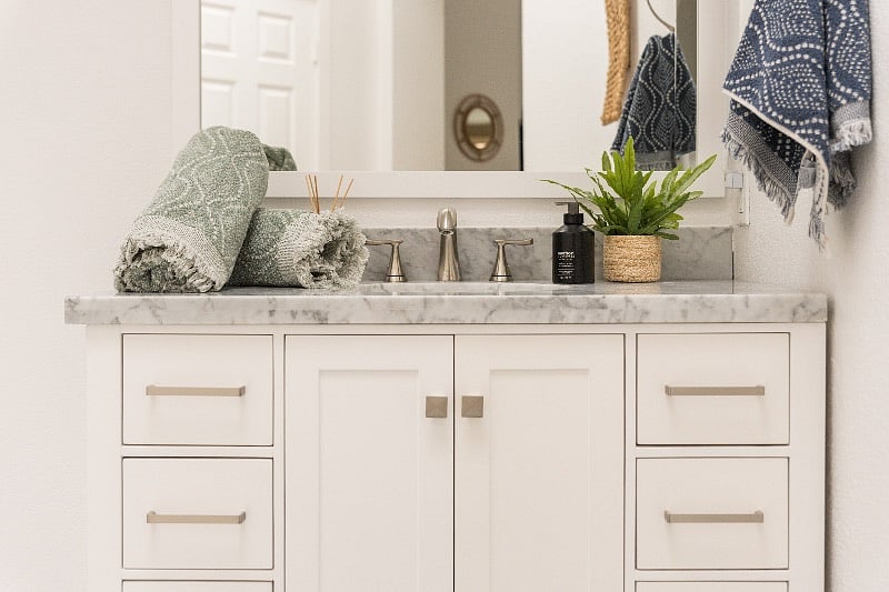 Clean tile flooring and beautiful surroundings in the master ensuite