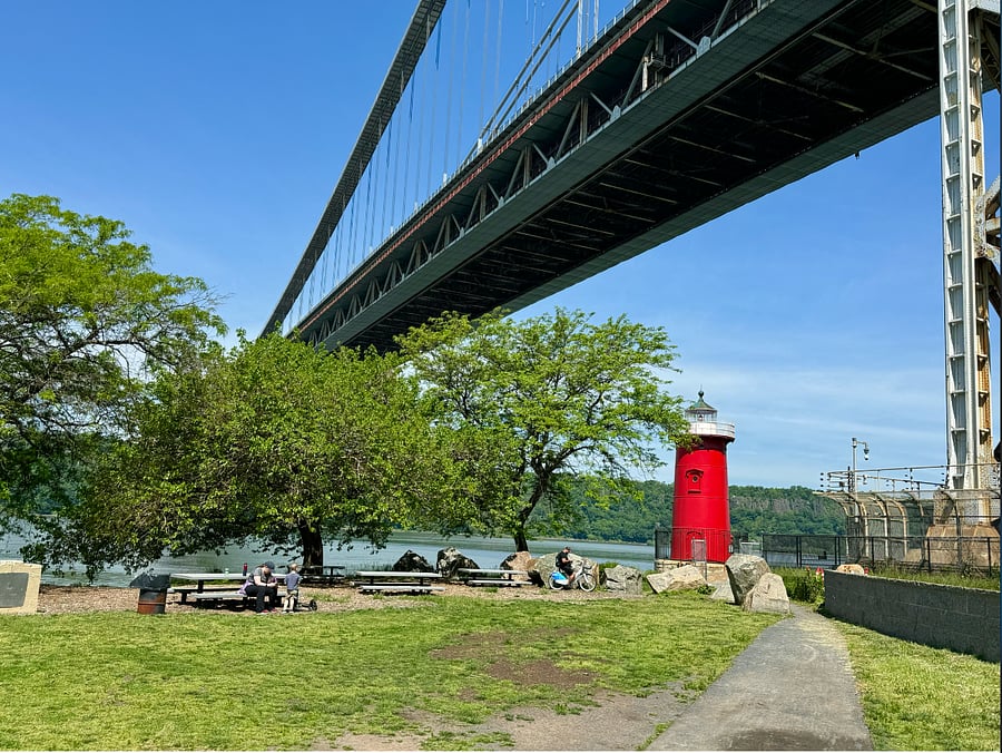 The Little Red Light House a neighborhood gem, and a 20 min  walk along the river to find it tucked under the George Washgington Bridge 